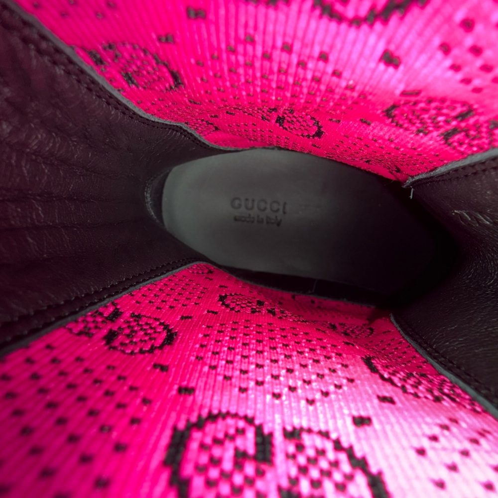 Gucci Dali Soft GG Pink Supreme Technical Jersey Marmont Ankle Boots, Sz 36 NWB - Picture 13 of 14